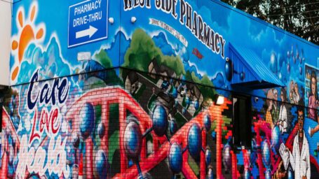 Exterior shot of the mural on the side of the Westside Pharmacy in Benton, Arkansas